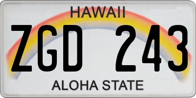HI license plate ZGD243