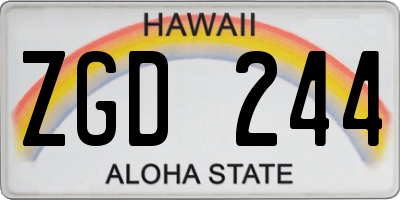 HI license plate ZGD244