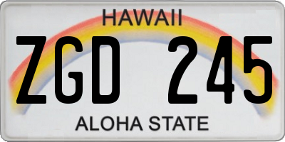 HI license plate ZGD245