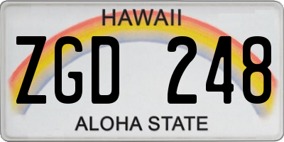 HI license plate ZGD248
