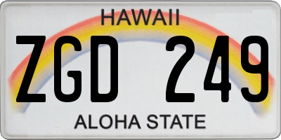HI license plate ZGD249