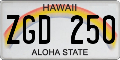 HI license plate ZGD250
