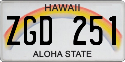 HI license plate ZGD251