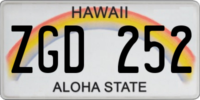 HI license plate ZGD252