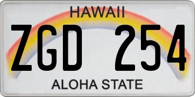 HI license plate ZGD254