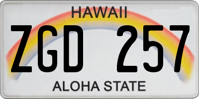 HI license plate ZGD257