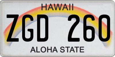 HI license plate ZGD260