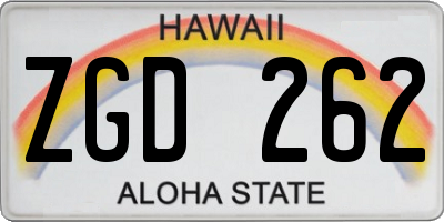 HI license plate ZGD262