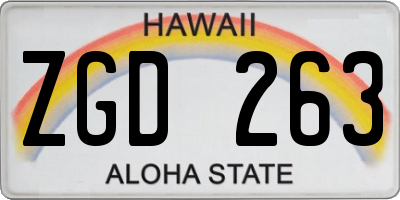 HI license plate ZGD263