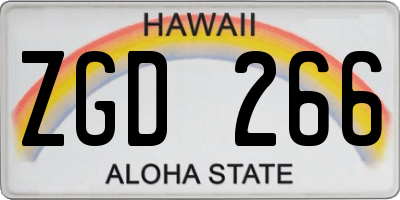 HI license plate ZGD266
