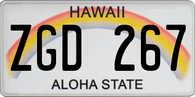 HI license plate ZGD267
