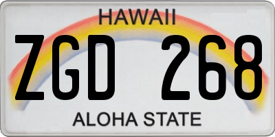 HI license plate ZGD268