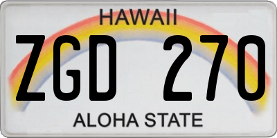 HI license plate ZGD270