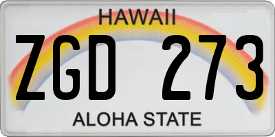 HI license plate ZGD273
