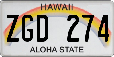 HI license plate ZGD274