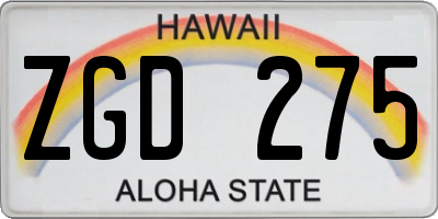 HI license plate ZGD275