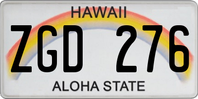 HI license plate ZGD276