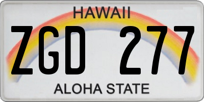HI license plate ZGD277