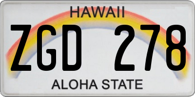 HI license plate ZGD278