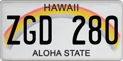 HI license plate ZGD280
