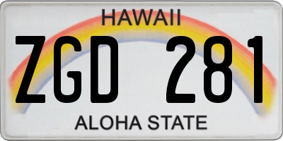 HI license plate ZGD281