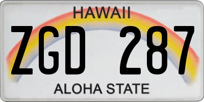 HI license plate ZGD287