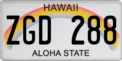 HI license plate ZGD288