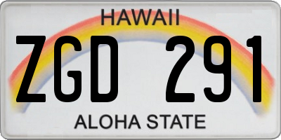 HI license plate ZGD291
