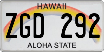 HI license plate ZGD292