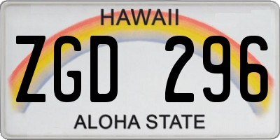 HI license plate ZGD296