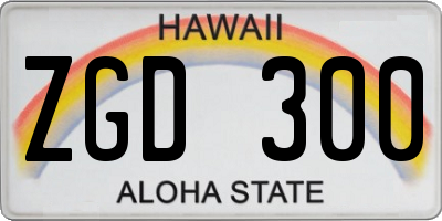 HI license plate ZGD300