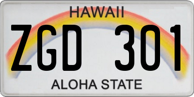 HI license plate ZGD301