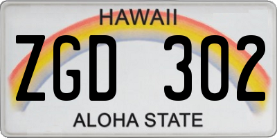 HI license plate ZGD302