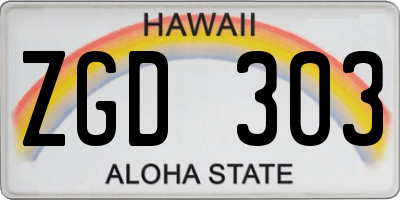 HI license plate ZGD303