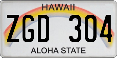 HI license plate ZGD304
