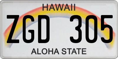 HI license plate ZGD305