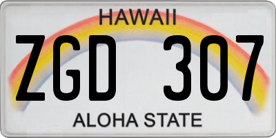 HI license plate ZGD307