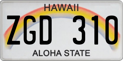 HI license plate ZGD310