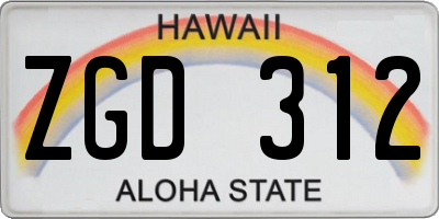 HI license plate ZGD312