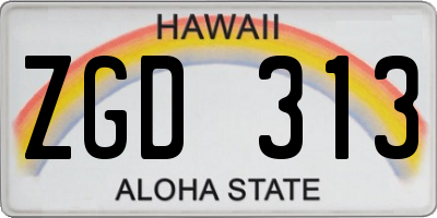 HI license plate ZGD313