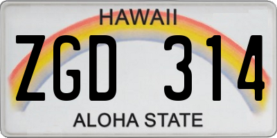 HI license plate ZGD314