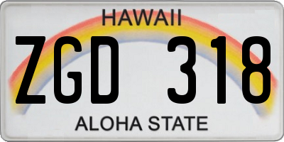 HI license plate ZGD318