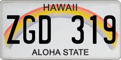 HI license plate ZGD319