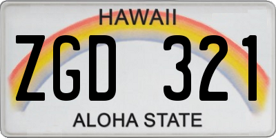 HI license plate ZGD321