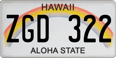 HI license plate ZGD322
