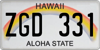 HI license plate ZGD331