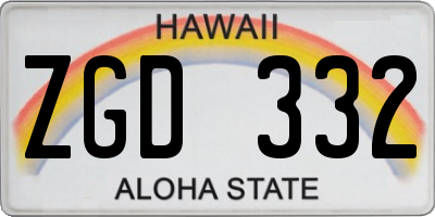 HI license plate ZGD332