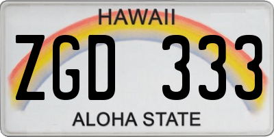HI license plate ZGD333