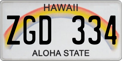 HI license plate ZGD334