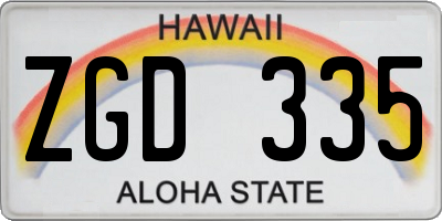 HI license plate ZGD335